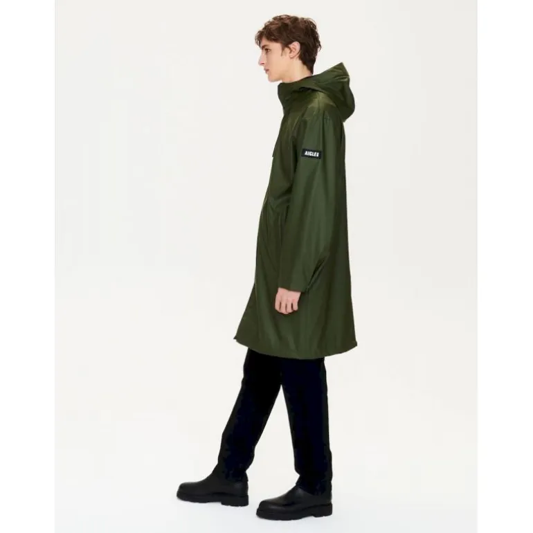 Aigle Parka longue matière waterproof à capuche - Parka homme